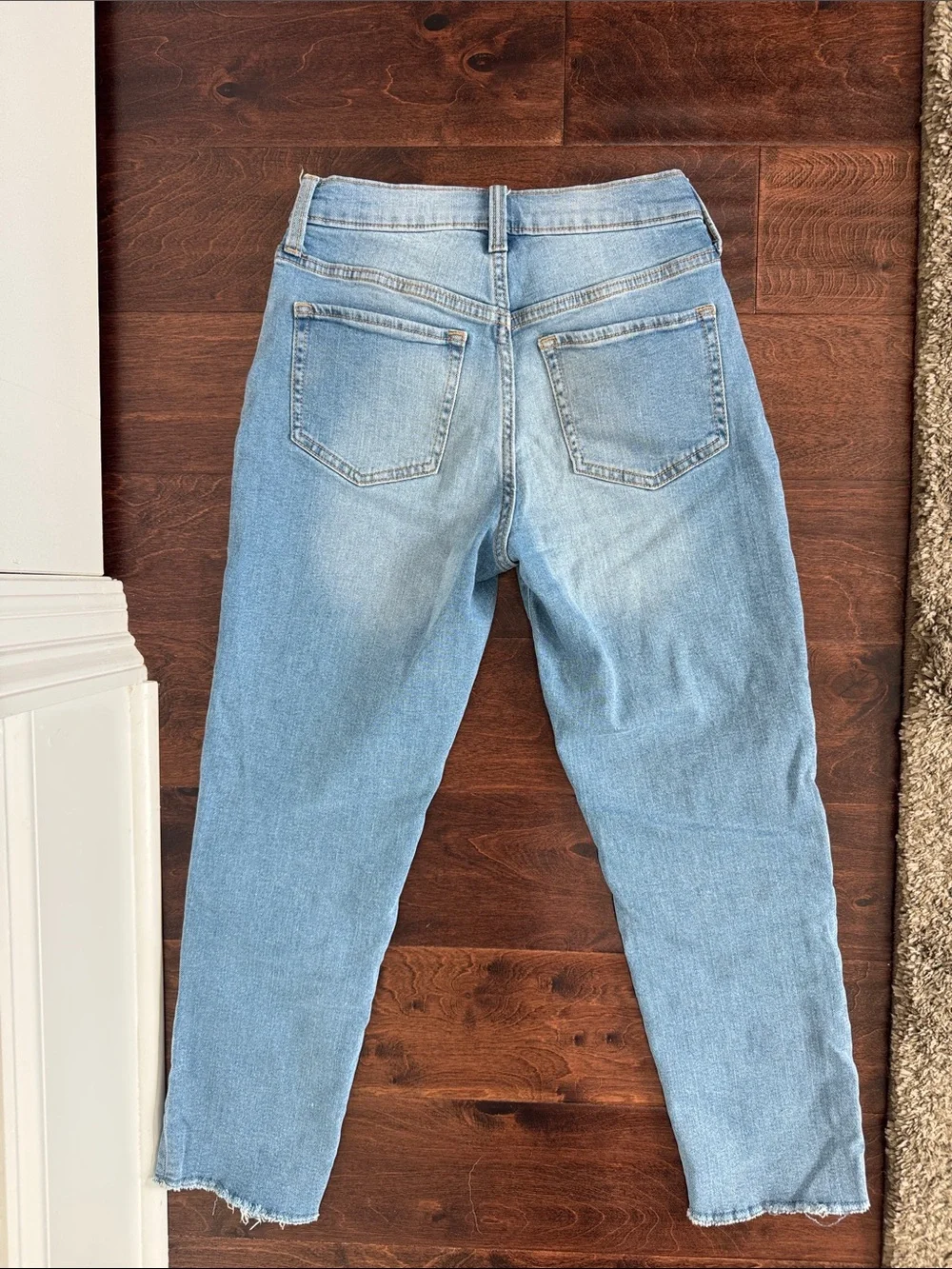 Old Navy Girls O.G Straight Leg Jeans Fray Bottom Hems Adjustable Waist, sz 12
